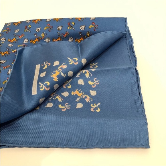 Hermes Blue Carre 100% Silk Scarf - Picture 8 of 11